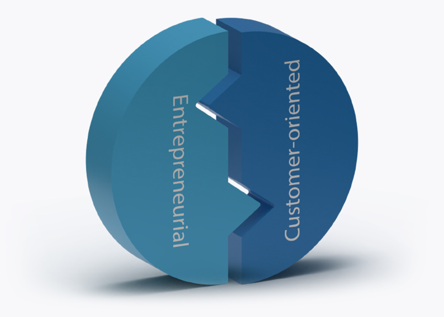 Entrepreneurial and 
customer-oriented thinking and acting